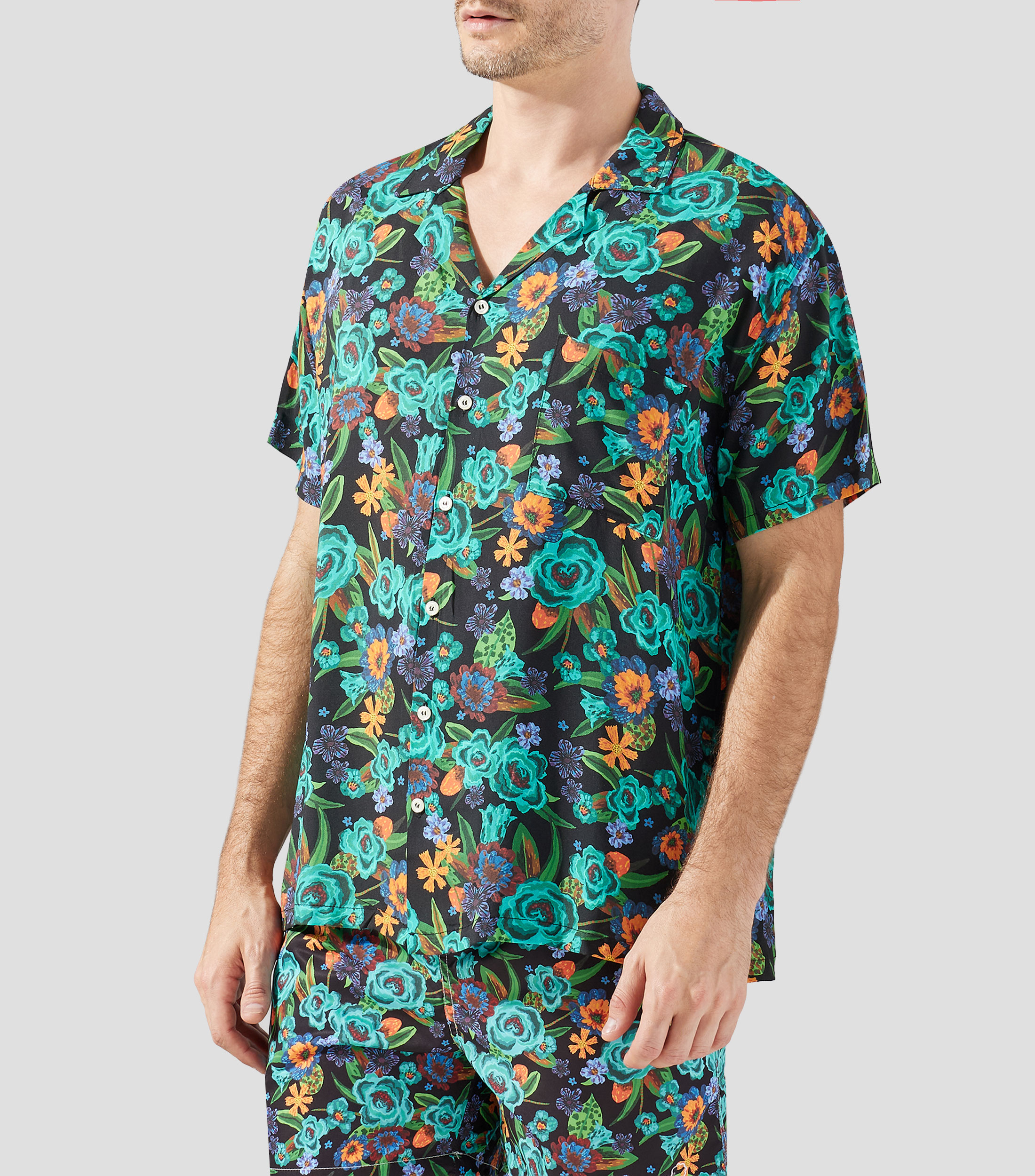 Camisa fantasía manga corta de playa Hombre